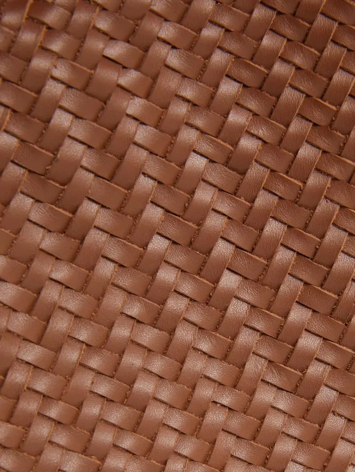 Woven Leather Pouch Tan Women Jigsaw Bags