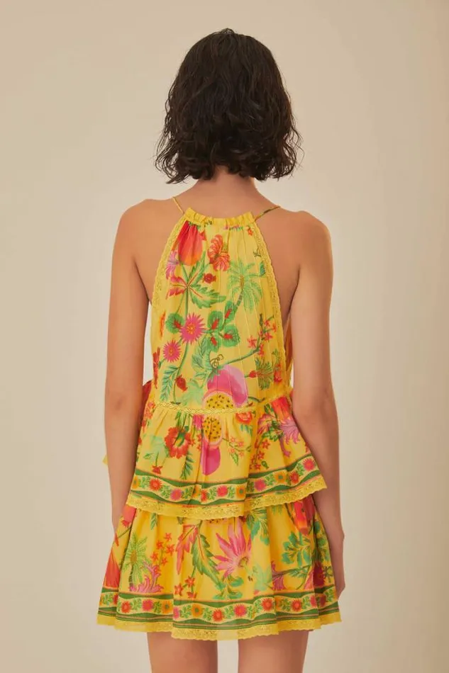 Yellow Delicate Fruit Garden Mini Skirt Women FARM Rio Skirts
