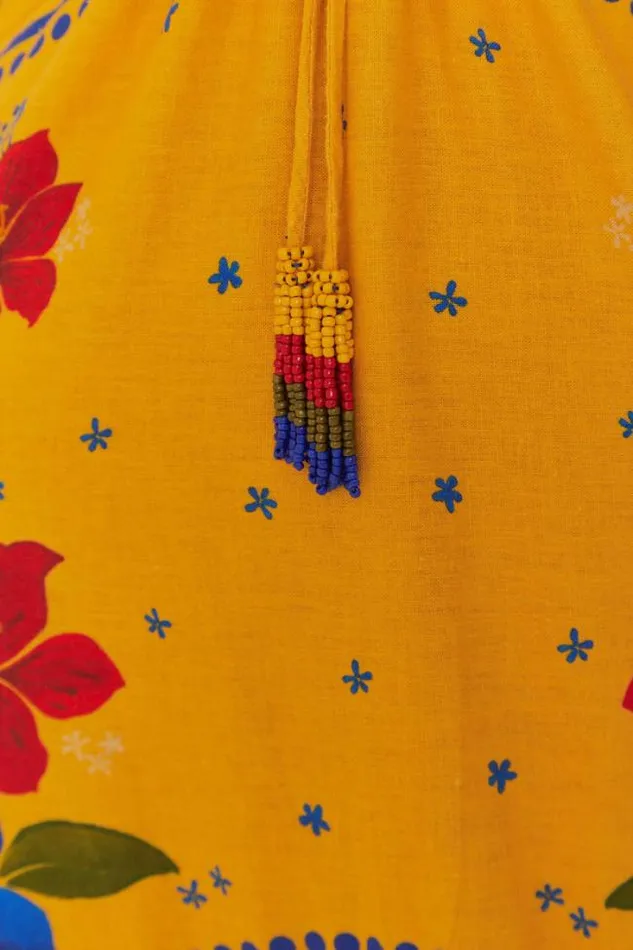 Yellow Floral Yard Lenzing Ecovero Euroflax Maxi Dress Women FARM Rio Maxi Dresses