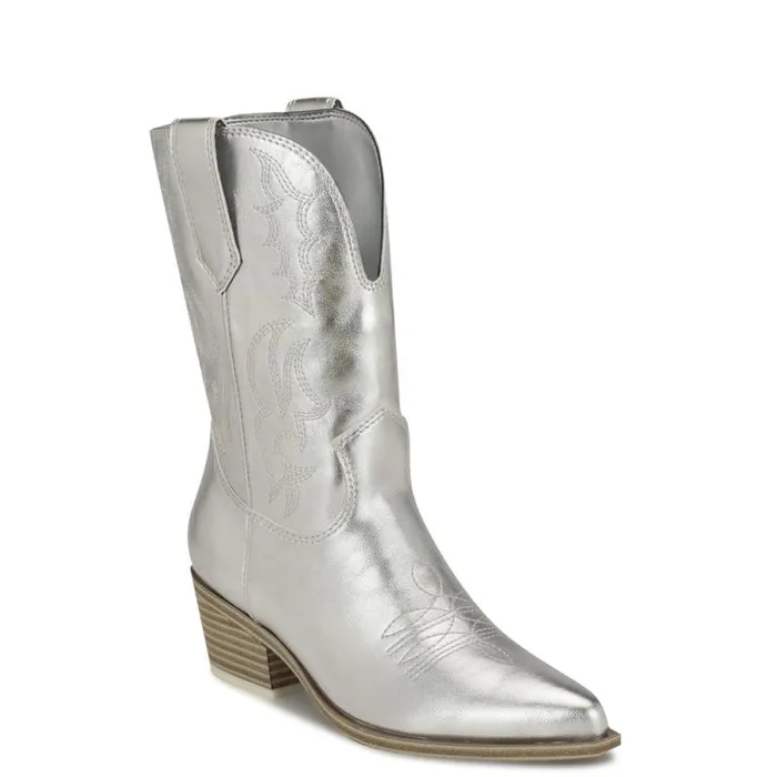 Yodown Western Booties Silver Women Nine West Boots and Booties