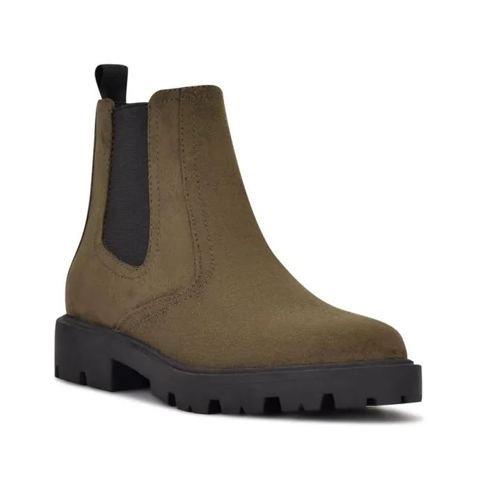 Yullon Lug Sole Chelsea Booties Green Stretch Suede Women Nine West Boots and Booties Yullon Lug Sole Chelsea Booties Green Stretch Suede Women Nine West Boots and Booties