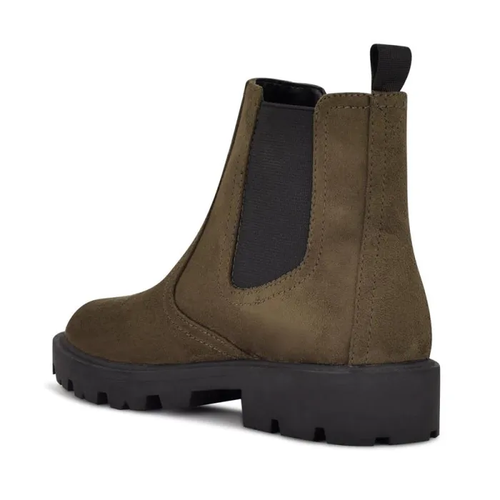 Yullon Lug Sole Chelsea Booties Green Stretch Suede Women Nine West Boots and Booties Yullon Lug Sole Chelsea Booties Green Stretch Suede Women Nine West Boots and Booties