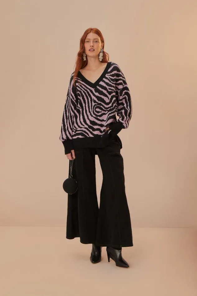 Zebra Skin Knit Sweater Women FARM Rio Sweaters and Sweatshirts