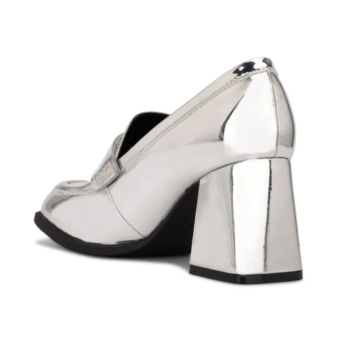 Zest Heeled Loafers Silver Mirror Metallic Women Nine West Heels