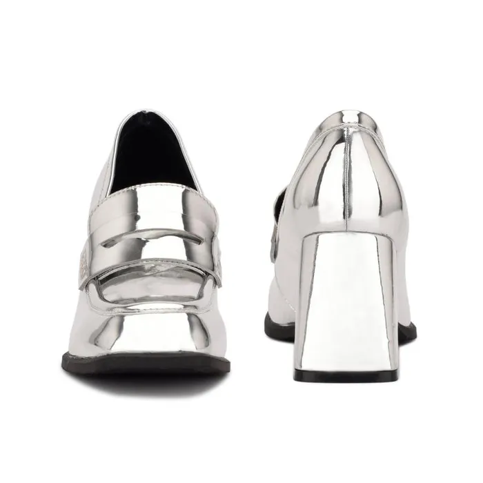 Zest Heeled Loafers Silver Mirror Metallic Women Nine West Heels