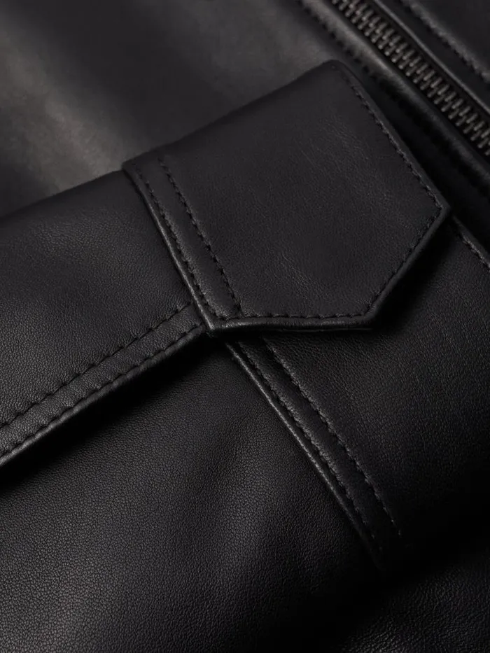 Zip Front Leather Biker Jacket Black Women Jigsaw Coats and Jackets